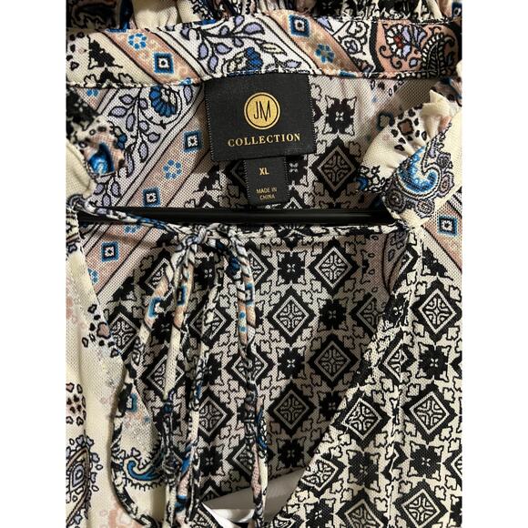 JM Collection | Mixed Print Long Sleeve Top - Picture 7 of 8